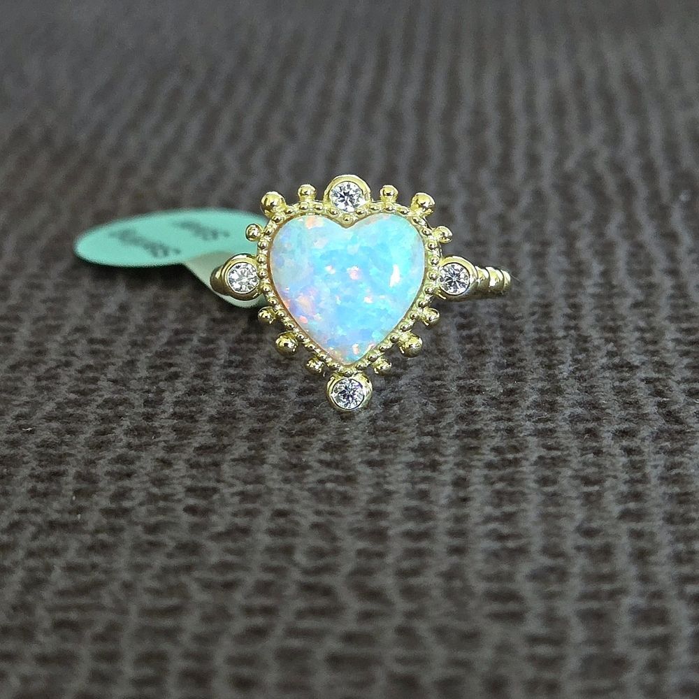 Cote d'Argent Lab Created White Fire🔥 Opal Heart Ring💍 - NWT - Picture 12 of 15